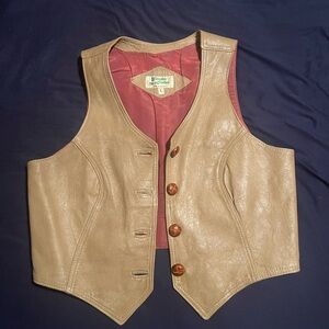 Vintage Elegant Tan Leather Vest